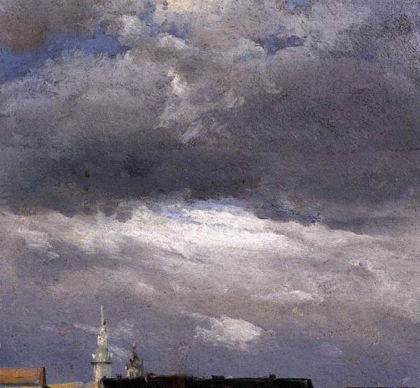 johann christian Claussen Dahl Cloud Study, Thunder Clouds over the Palace Tower at Dresden oil painting picture